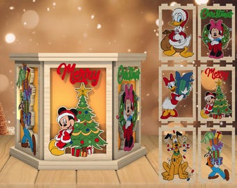 3D Christmas Cartoon Tea Light Holder Laser Cut File, Christmas Candle lantern svg, Christmas lamp svg, Laser cut files, Glowforge svg files