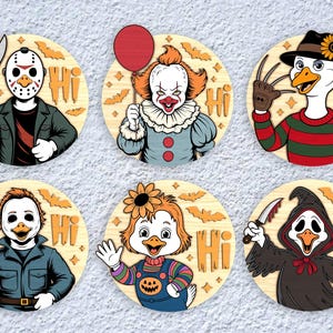 Hi Horror Goose Door Hanger SVG Bundle, Horror Movie Door Sign Laser Cut Files, Horror Halloween Welcome Sign svg, Glowforge svg files