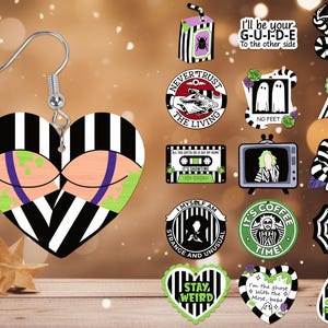 Striped Gothic Halloween Earring svg bundle, Spooky Halloween Earring Svg, Horror Earring svg, Laser cut files, Glowforge svg files