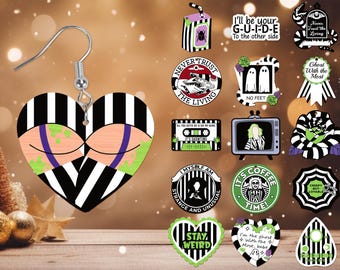 Striped Gothic Halloween Earring svg bundle, Spooky Halloween Earring Svg, Horror Earring svg, Laser cut files, Glowforge svg files