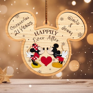 Adorno de ratón de pareja personalizado svg, adorno de pareja de enamorados svg, regalo de aniversario svg, archivos cortados con láser, archivos svg Glowforge