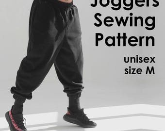 Unisex Joggers Sweatpants Sewing Pattern PDF (size M): Winter Relaxed Fit Pants (Digital Download)
