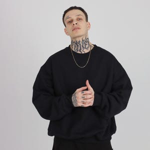 Oversized Cotton Sweatshirt, 100% Organic, 600gsm heavyweight, Minimalist, Streetwear, All-Season, Unisex, Relaxed Fit Pullover