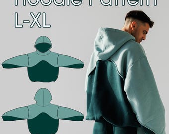 Oversized Crop Fleece Hoodie Sewing Pattern L-XL (PDF Download): Double-layer, Unisex