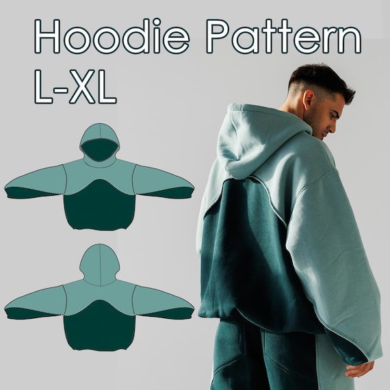 Oversized Crop Fleece Hoodie Sewing Pattern L-XL (PDF Download): Double-layer, Unisex