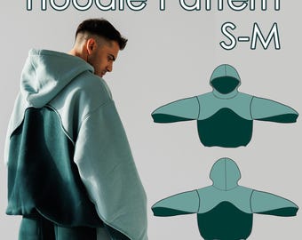 Hoodie Sewing Pattern PDF S-M size for Men:  Double-Layer, Oversized, Crop, Unisex (Digital download)