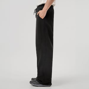 Men&#39;s Wide-Leg Cotton Sweatpants: Baggy Fit French Terry Trousers