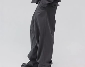 Wide-leg Cotton Box Pleated Pants – Mens Baggy Trousers - Etsy