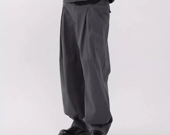 Wide-leg Cotton Box Pleated Pants – Mens Baggy Trousers - Etsy