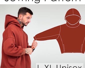 PDF Oversized Unisex Hoodie Sewing Pattern L-XL - Digital template and instruction