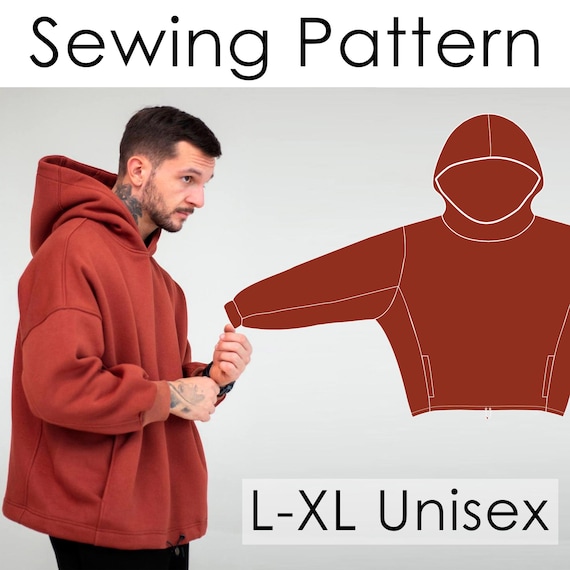 PDF Oversized Unisex Hoodie Sewing Pattern L-XL - Digital template and instruction
