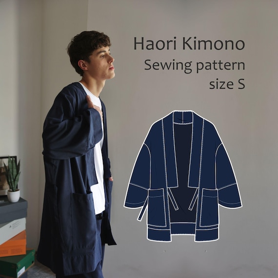 Sewing PDF Pattern Haori Kimono Size S: Summer Linen Robe Japanese style