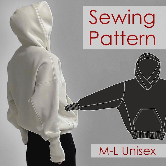 PDF Oversized Unisex Hoodie KING Sewing Pattern M-L size - Digital Download
