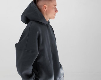 Oversized blanco hoodie van IJ in 13 kleuren, S-3XL, katoenfleece, zoom met trekkoord