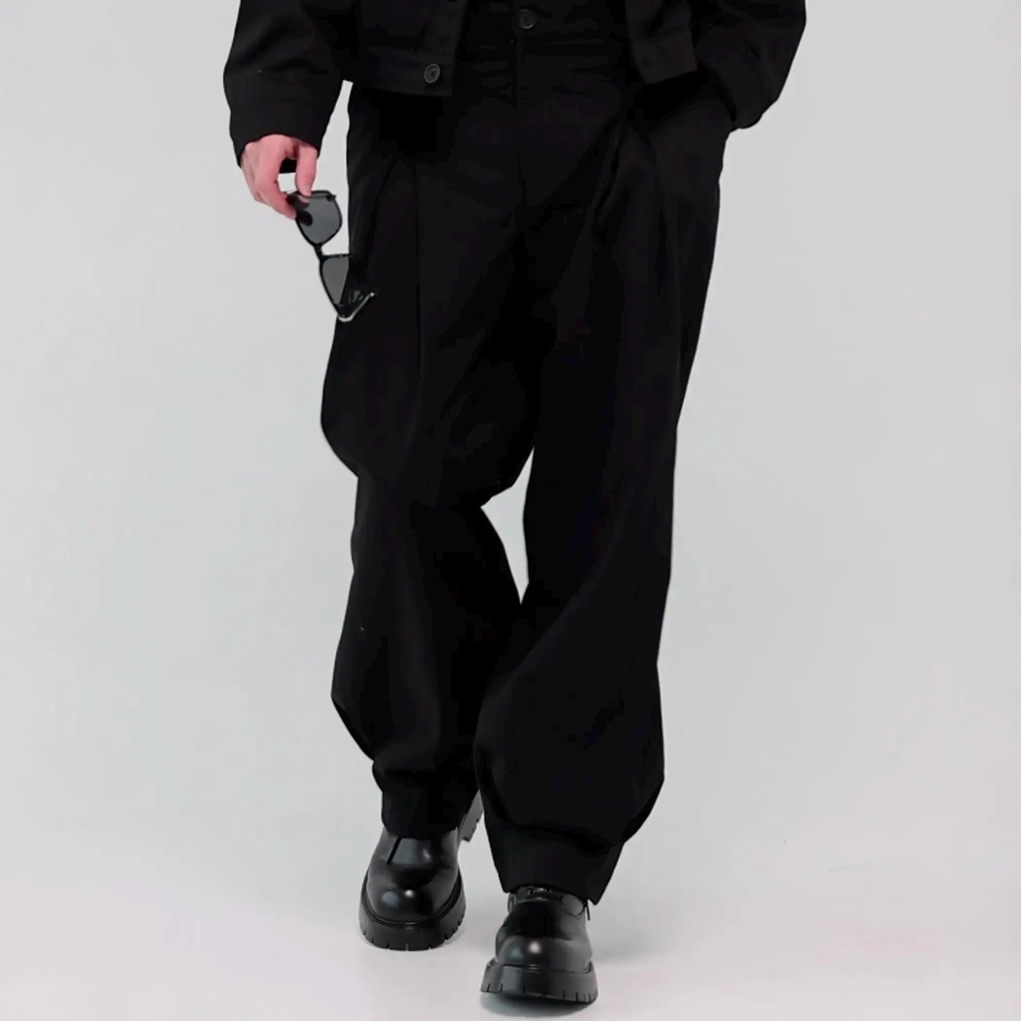 Wide-leg Cotton Box Pleated Pants – Mens Baggy Trousers - Etsy