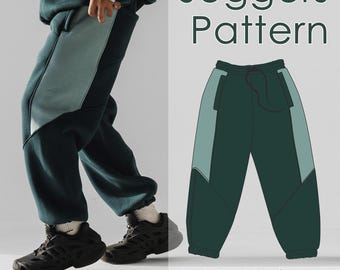 Asymmetric Joggers Sewing Pattern PDF: Unisex Sweatpants, L-XL Size (Digital Download)