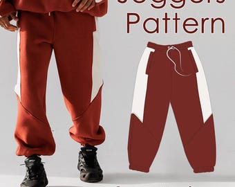 Asymmetric Sweatpants Sewing Pattern PDF (S-M) – Unisex Joggers Pants (Digital Download)