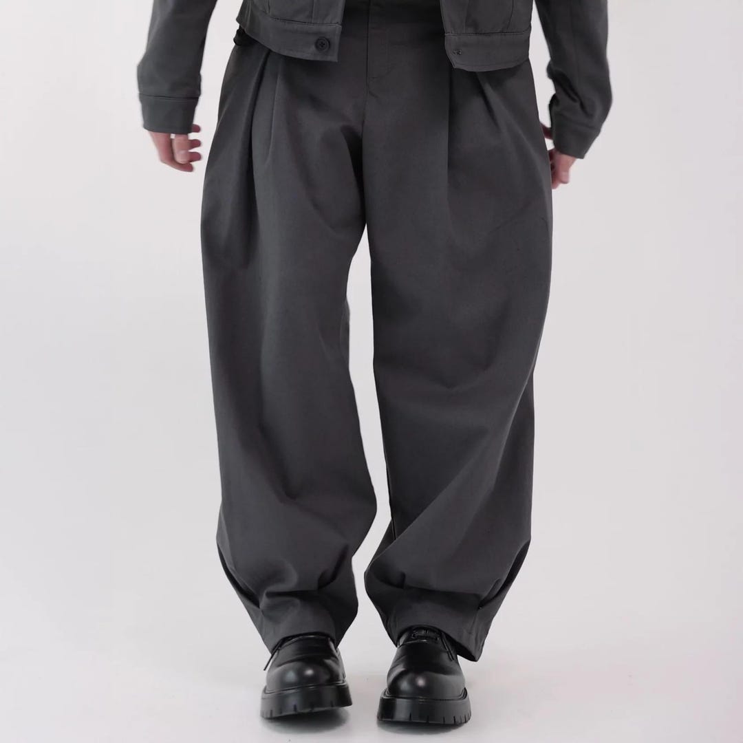 Wide-leg Cotton Box Pleated Pants – Mens Baggy Trousers - Etsy