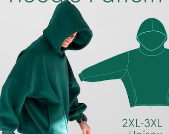 PDF Oversized Hoodie Sewing Pattern 2XL-3XL - Unisex Digital template and instruction