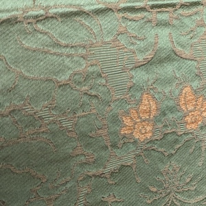 Nobilis Green Silky Damask Fabric Remnant, French Designer Remnant, Exquisite French Brocade