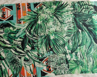 Pierre Frey Papagayo Linen Fabric Remnant: Tropical Jungle Print