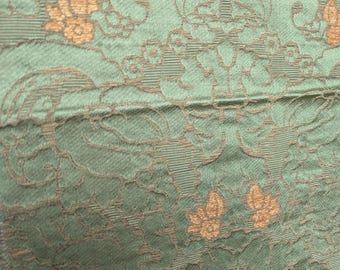 Nobilis Green Silky Damask Fabric Remnant: French Brocade