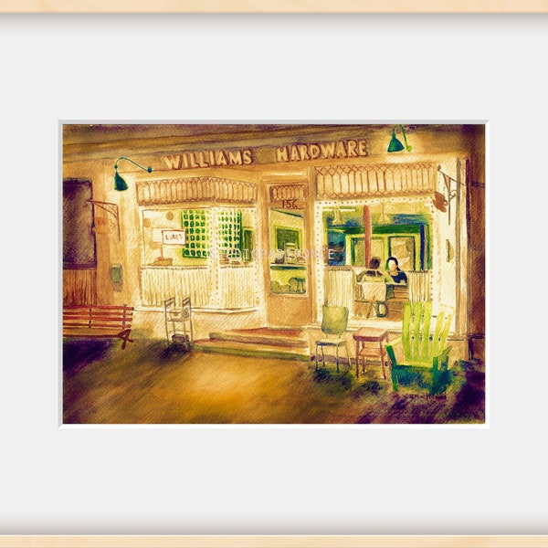 Luke's Diner Painting, Gilmore Girls Art Print, Williams Hardware, Original Watercolor, Luke Danes