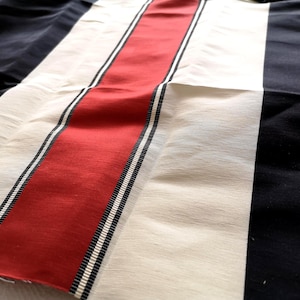 Pierre Frey Baron Haussmann Black and Red Stripes Linen Silk Fabric, Braquenie Collection , French High-End Designer Remnant, Rare Find
