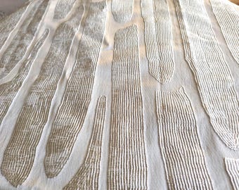 Pierre Frey Jacquard Fabric Remnant: Beige Champagne Gold Silky Toketiko