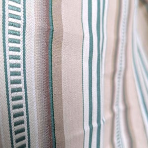 Pierre Frey Stripes Fabric, Braquenie Brassac , French Vintage High-End Designer Remnant, French Vintage Cotton and Linen, Green and Brown