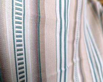 Pierre Frey Stripes Fabric, Braquenie Brassac , French Vintage High-End Designer Remnant, French Vintage Cotton and Linen, Green and Brown