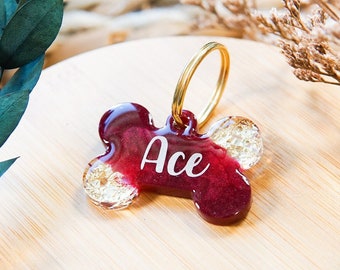 Hundemarke Personalisiert 'Wine' - Anhänger aus Kunstharz/Resin - Geschenkidee für Tierliebhaber & Hundebesitzer - Hundeaccessoire