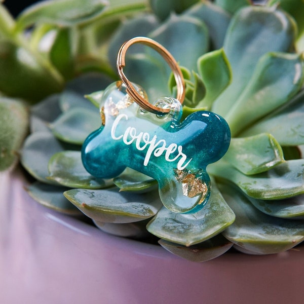 Dog tag personalized 'Ocean' - resin pendant - gift idea for animal lovers