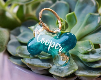 Dog tag personalized 'Ocean' - resin pendant - gift idea for animal lovers