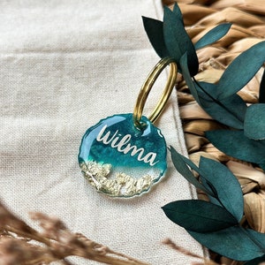 Animal Tag Personalized 'Ocean' - Geode Shape - Resin Pendant - Gift Idea for Animal Lovers