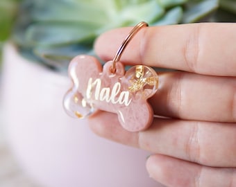 Personalized 'Bloom' Dog Tag - Resin Pendant - Gift Idea for Animal Lovers