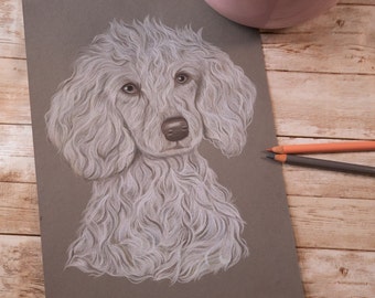 Portrait de chien personnalisé | Chien de dessin au crayon de couleur | Idée cadeau pour les amoureux des chiens Cadeau de propriétaire de chien Portrait d’animal peint à la main