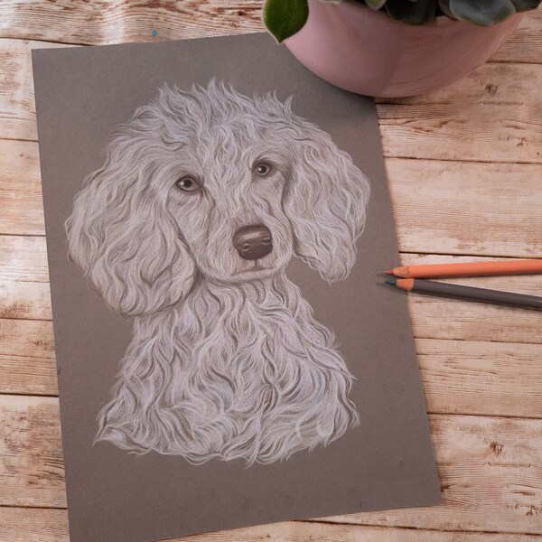 Individuelles Hundeportrait | Buntstiftzeichnung Hund | Geschenkidee für Hundeliebhaber Hundebesitzer Geschenk Handgemaltes Haustierporträt