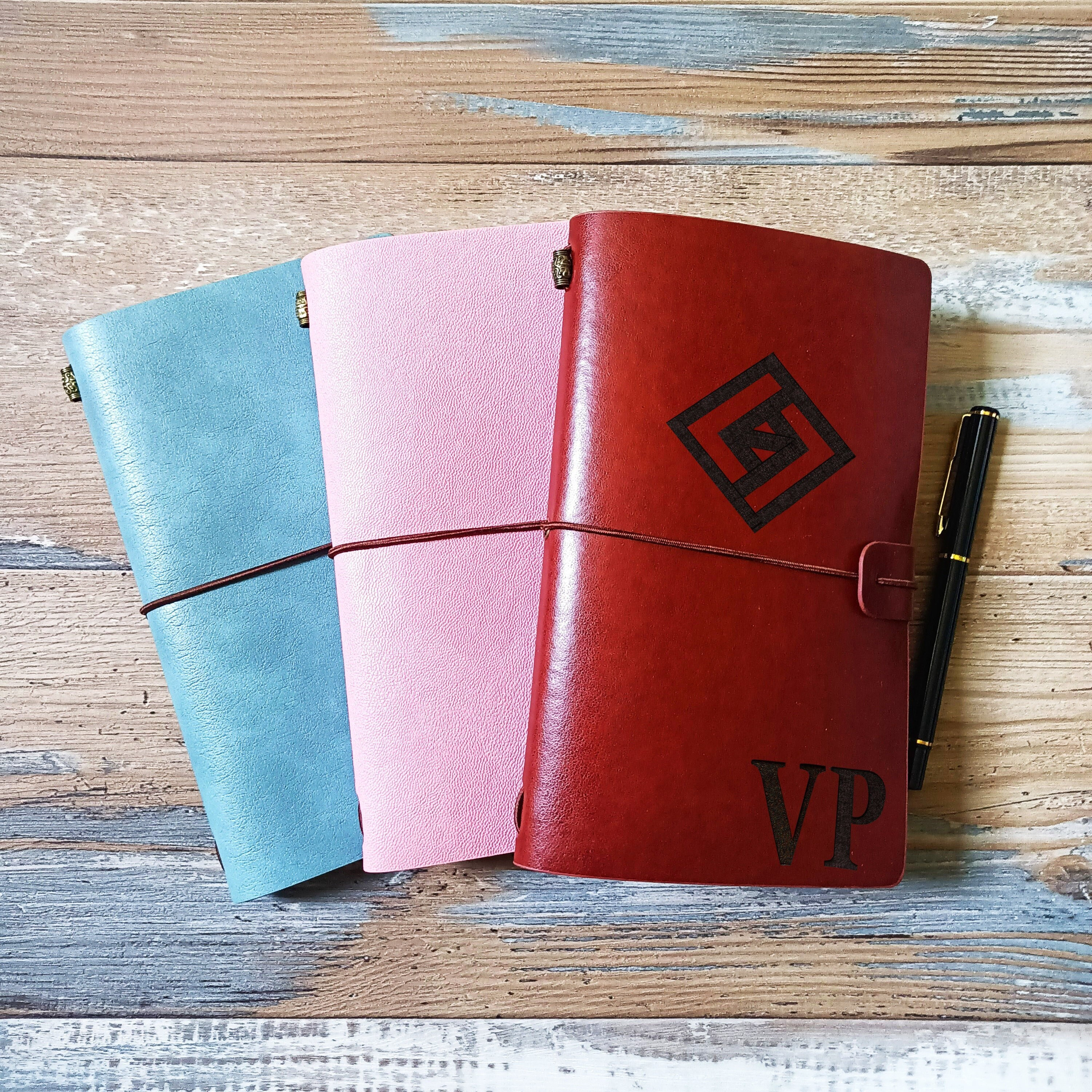 Personalized Vegan Leather Journal, Journal with Name or Logo, Lined Journal, Vintage Journal, Custom Leather Notebook, Refillable Notebook