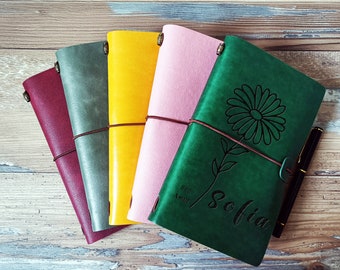Personalized Leather Journal Notebook Diary, Vegan Leather Sketchbook, Travel Notebook, Corporate Gifts, Gift for Her, Men Birthday Gifts