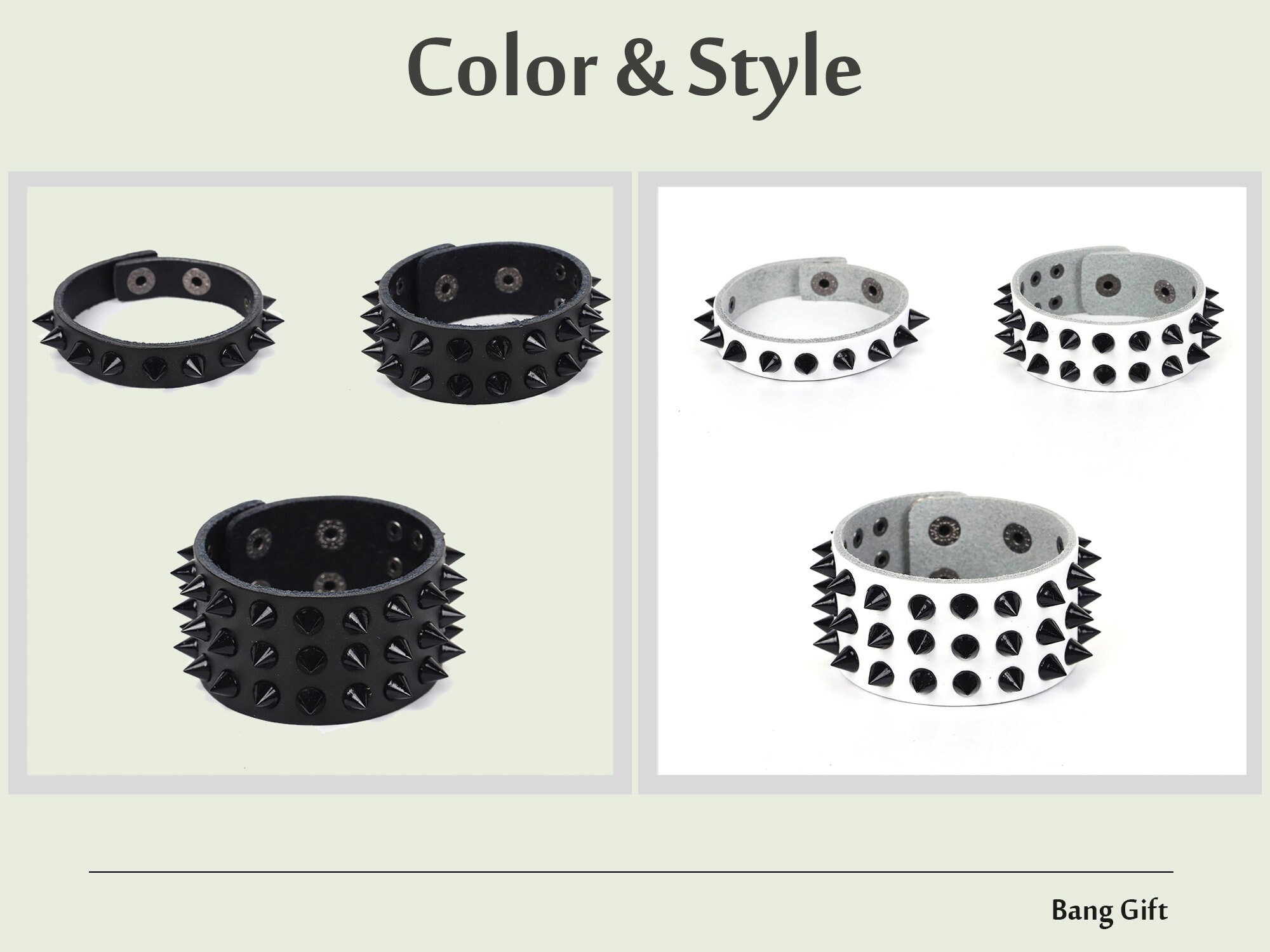 Punk 2 Row Spike Bracelet. Wrist Bands. Red Leather Bracelet