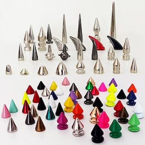 Lot de 20 pointes à visser, goujons à rivet couleur argent punk noir rouge, accessoires de bricolage grunge rock pour artisanat en cuir veste gilet ceinture chaussures sac