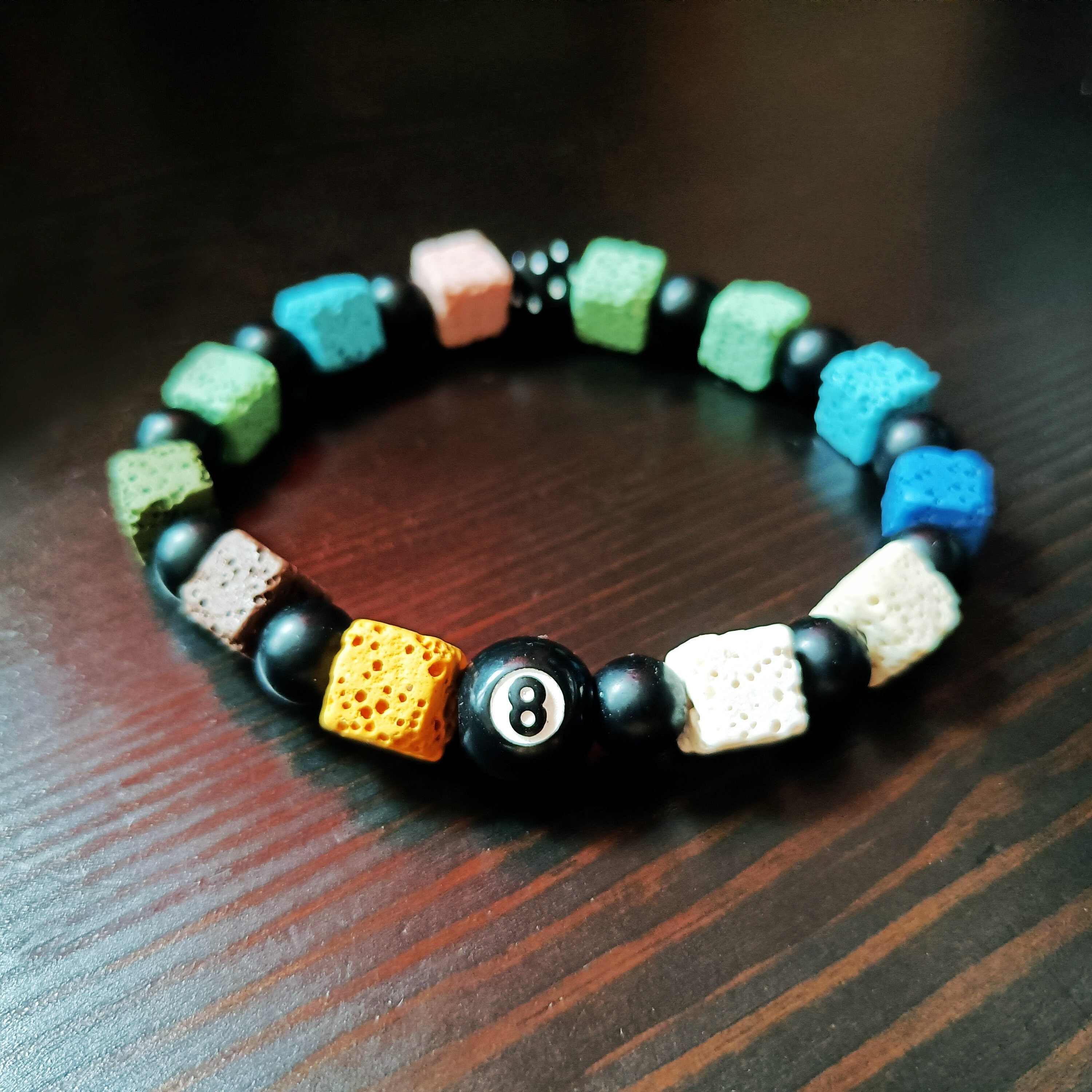 ブレスレット SK8ER ROCK Eight Ball Wood Stone Beads Bracelet 001 Amazon.com: Eight Ball Billiard Pool Stretch Wood Lava Bead