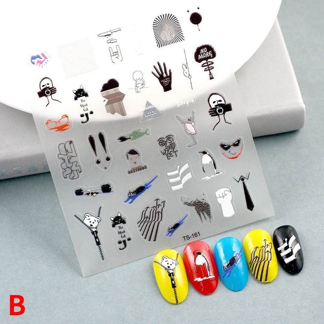 5D Embossed Funny Animal Nail Stickers NO.2 Cartoon Nail Etsy