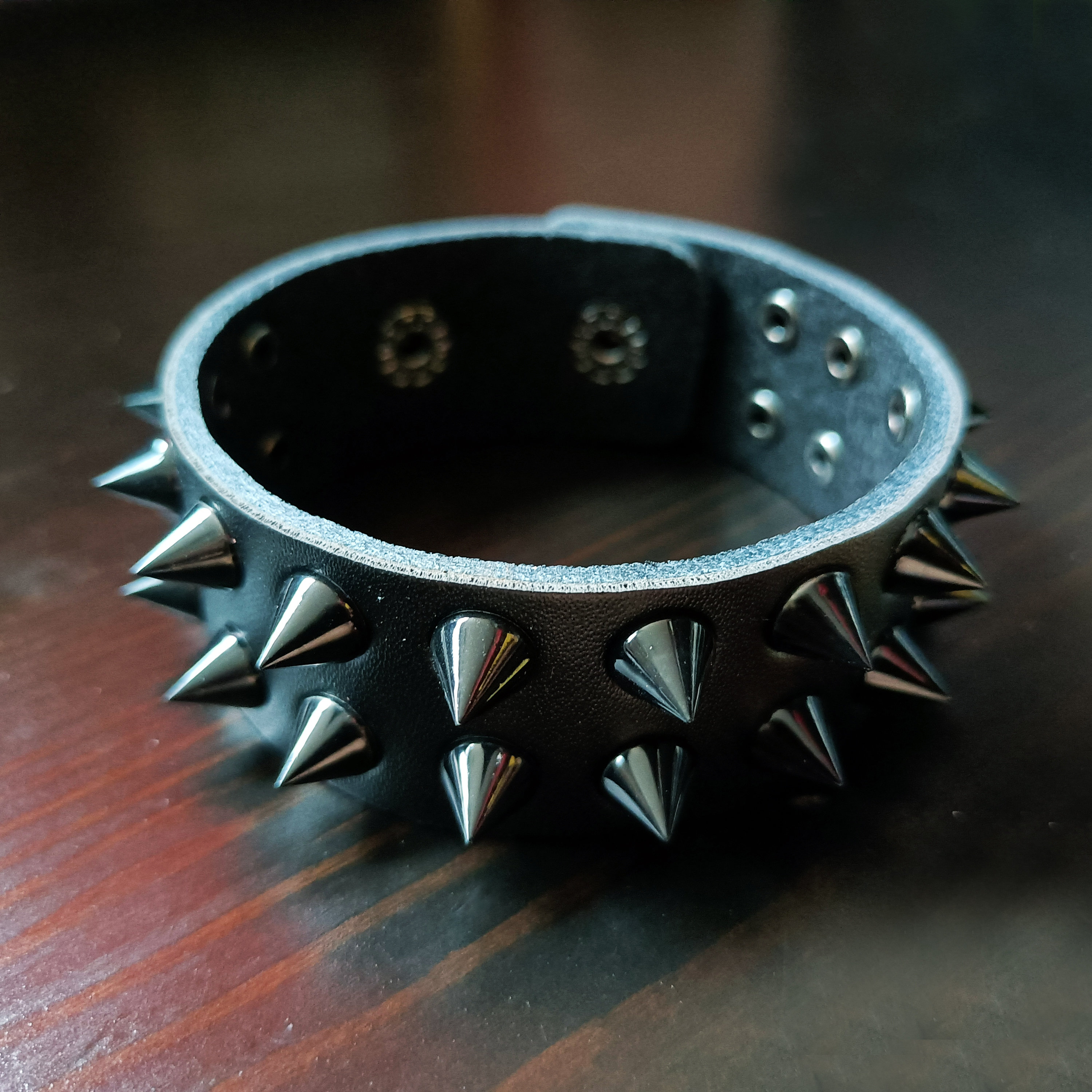 Punk Black Leather Cuff Bracelet. 2 Row Spike Bracelet. Black Spike. Wrist Bands. Grunge Rock Music Bracelet. Emo Bracelet. Men Women Gift.