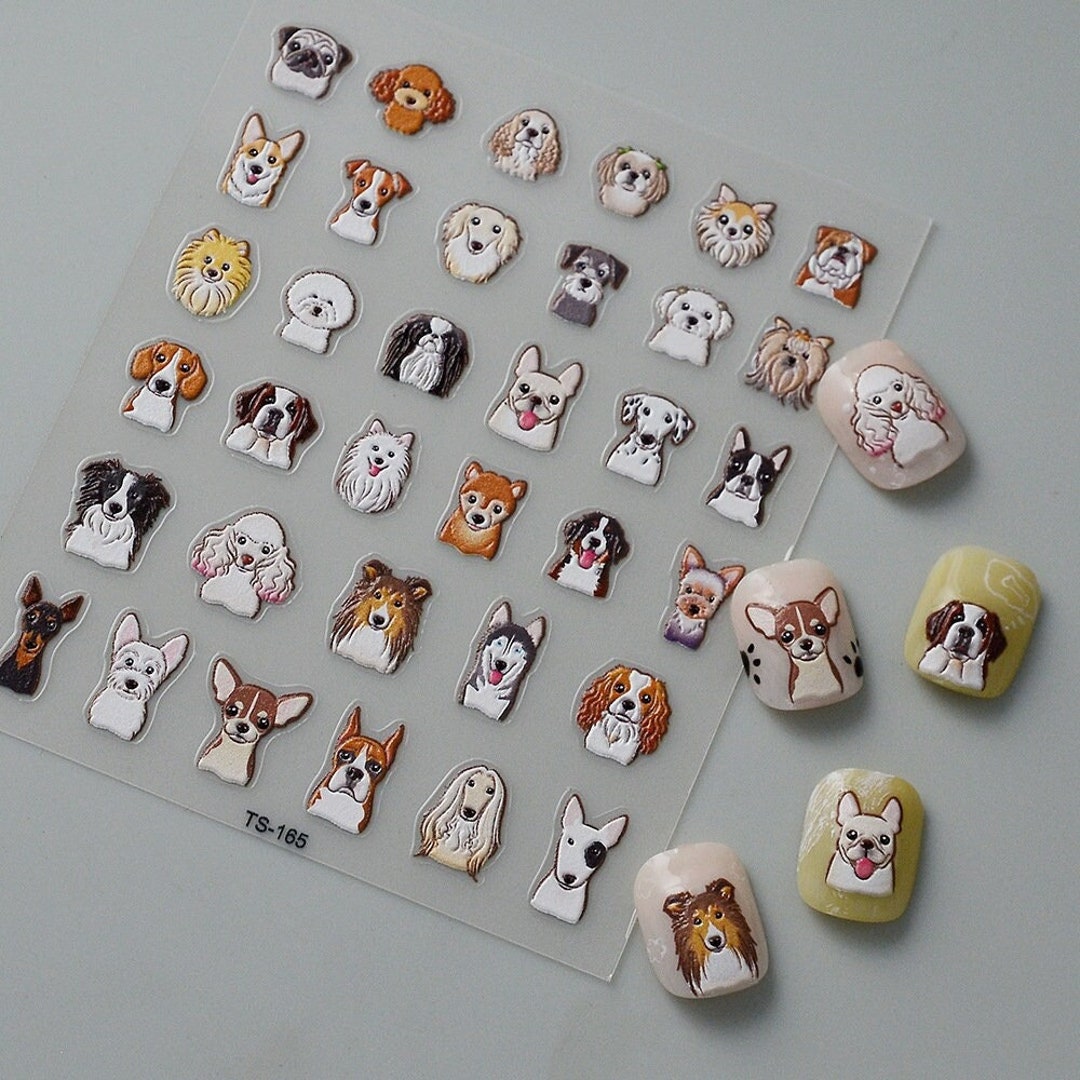 5D Embossed Funny Dog Nail Stickers NO.2 Animal Pet Pug Etsy