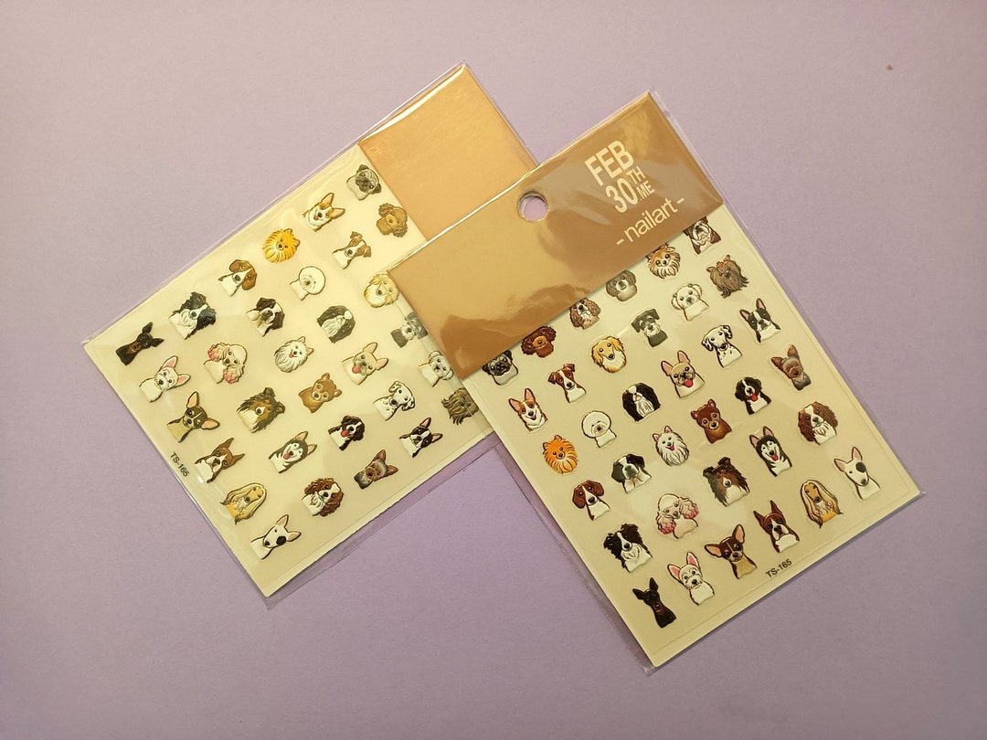 Funny Dog Nail Stickers, NO.2, Animal Pet Pug Puppy, Colorful Nail