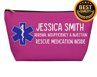 Adrenal Insufficiency Injection Pouch  Personalized Emergency Medical Bag