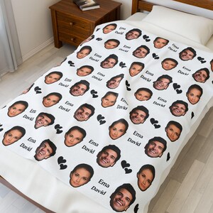 Manta facial personalizada Manta con foto de pareja personalizada Regalo de aniversario Manta de boda Regalo romántico para él y ella Manta con nombre personalizado