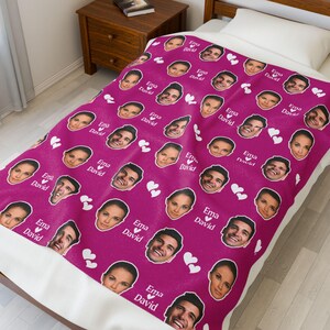 Manta facial personalizada Manta con foto de pareja personalizada Regalo de aniversario Manta de boda Regalo romántico para él y ella Manta con nombre personalizado